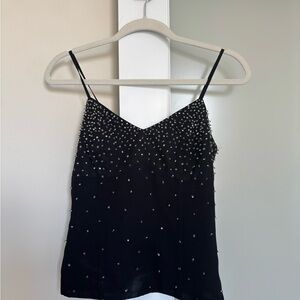 Vintage Beaded Black Tank Top